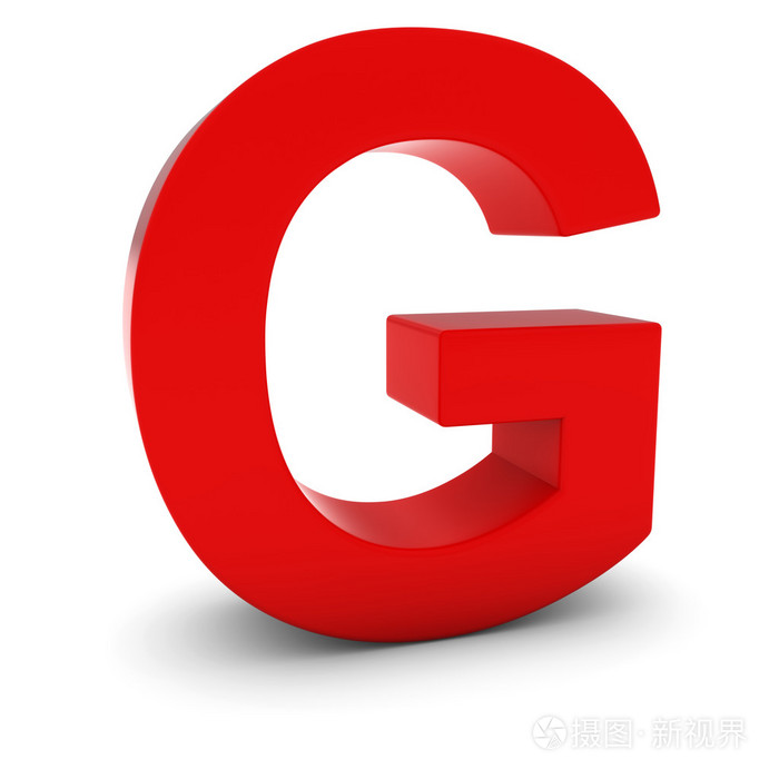 红色 3d 大写字母 G 孤立在白色与阴影
