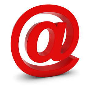 符号红色3d电子邮件符号隔离在白色上