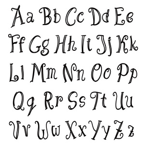 手刻字字母设置黑白色衬底上。矢量