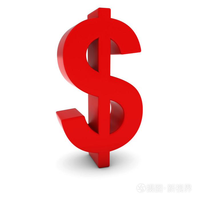 红孤立与阴影的白色背景上的 3d 美元符号