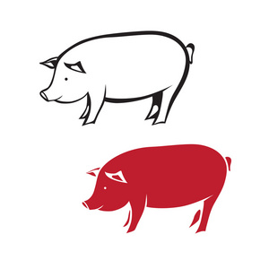 猪的剪影图片