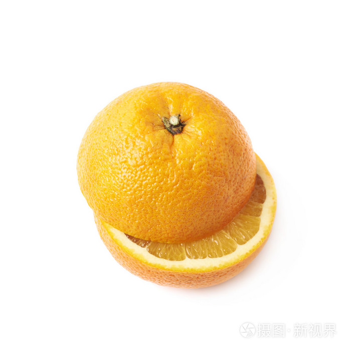 橙色水果切两半分离照片 正版商用图片1leaxj 摄图新视界