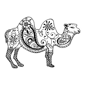手绘骆驼画 zentangl 和涂鸦