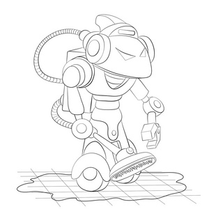 清洁工卡通卡通机器人清洁工照片