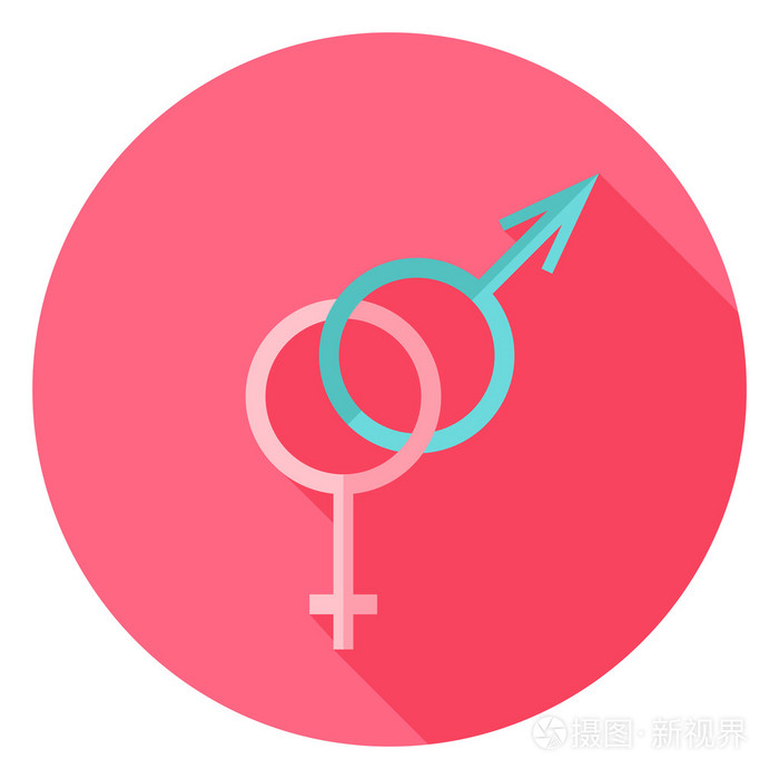 性别性别标志圆圈图标与长长的影子