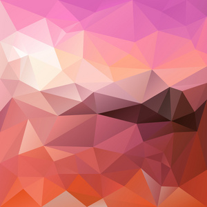 矢量多边形背景不规则镶嵌模式在日出颜色的三角形几何设计粉红，橙色，红色