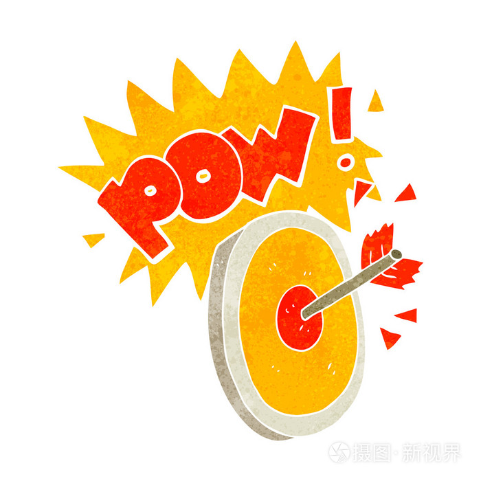复古卡通箭命中目标