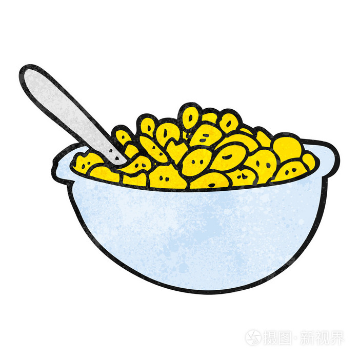 质感的卡通碗麦片粥