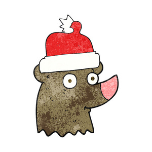 戴着圣诞帽的质感的卡通熊