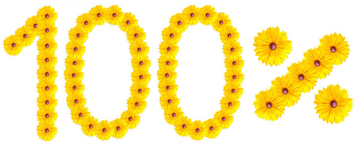 数字 100%的花所写的信件照片