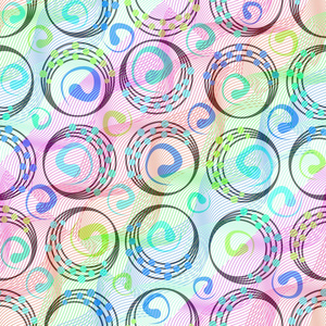 彩虹线波与圈子与五彩圆点花纹
