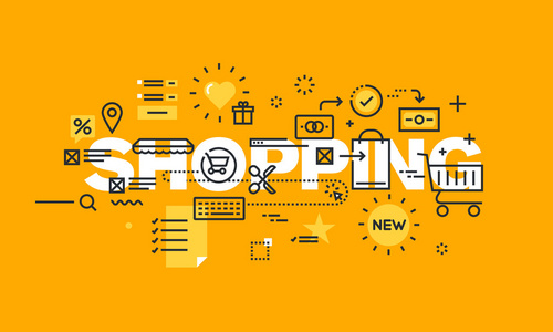 网上购物电子商务薄线平面设计横幅照片