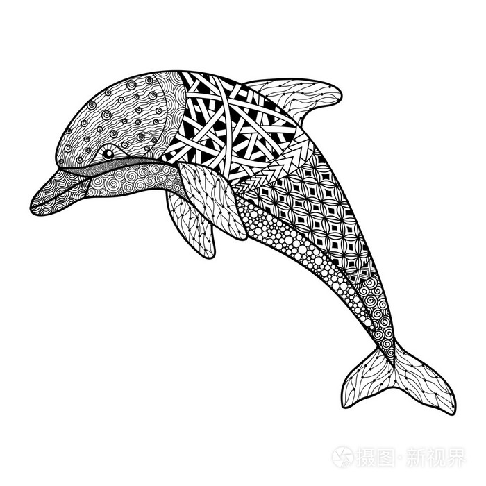 海豚线描装饰画图片