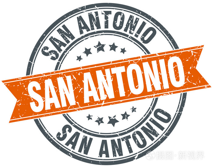 San Antonio 红色圆 grunge 复古丝带邮票