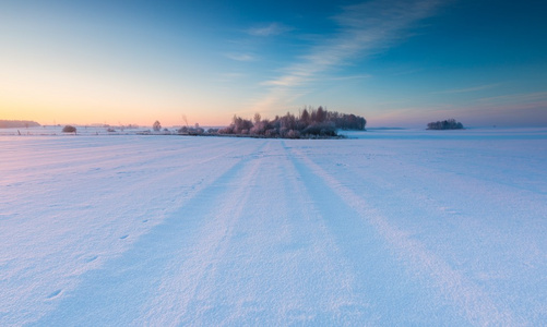 下雪的冬天农村美丽寒冷的早晨