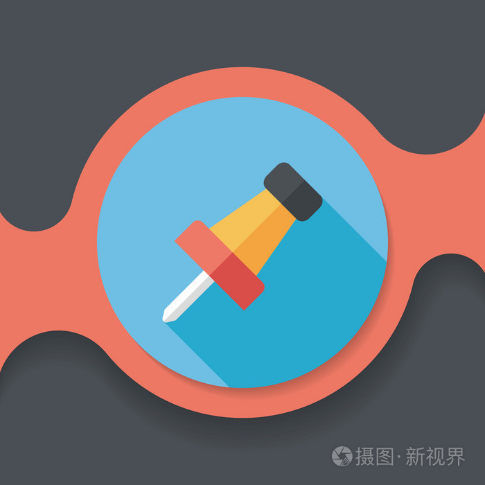 图钉扁平状的图标与长长的影子,eps10