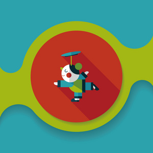 中国新的一年杂技女孩平面图标与长长的影子,eps1照片