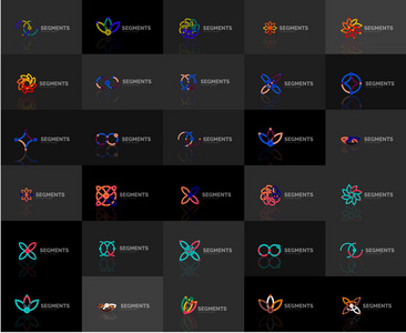这套线性抽象标识。旋流 圈子 无限循环和其他概念。标识牌模板