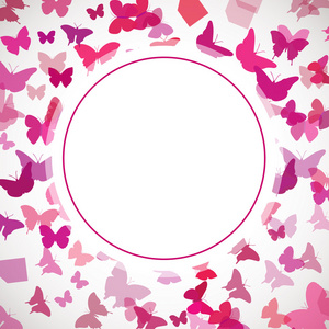 抽象蝴蝶背景。 粉红色丁字体矢量插图