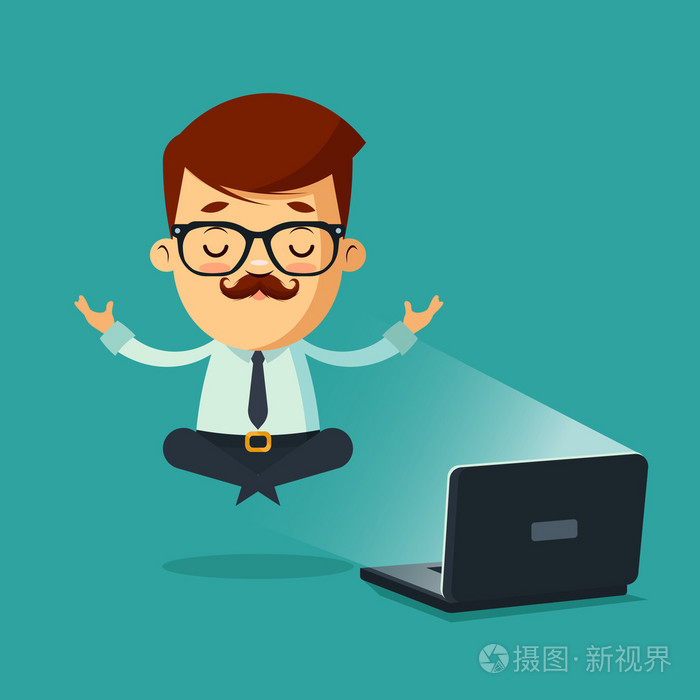 商人沉思附近笔记本电脑