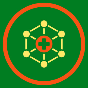 医疗网络带圆圈的图标