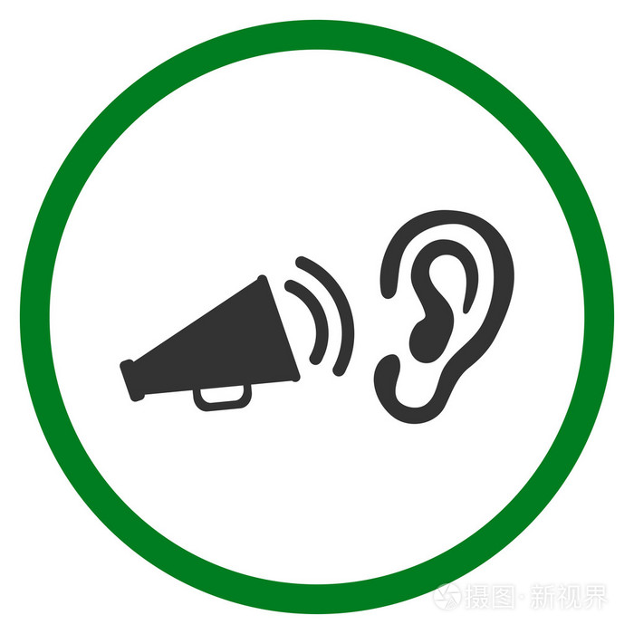 听广告带圆圈的图标