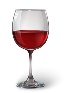 玻璃葡萄酒杯红酒。现实 透明 矢量