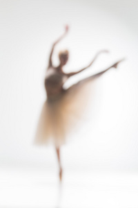 芭蕾舞女演员在白色背景上的模糊的轮廓
