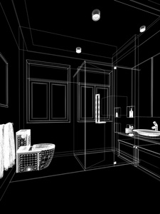 一个抽象的剪影的室内卫生间的设计
