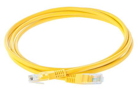 孤立的白色背景的黄色网络电缆