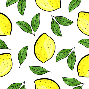 无缝手绘柠檬模式