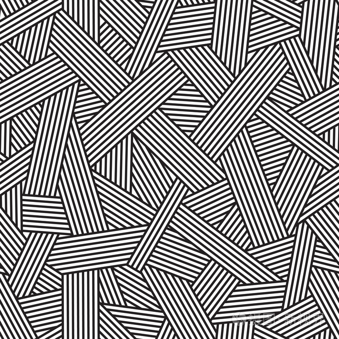 黑色和白色无缝模式,与交织线几何背景