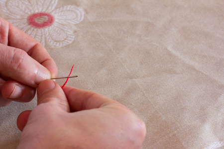 刺绣, 针线活的概念.复制空间.可用空间为文本,选择性焦点的照片