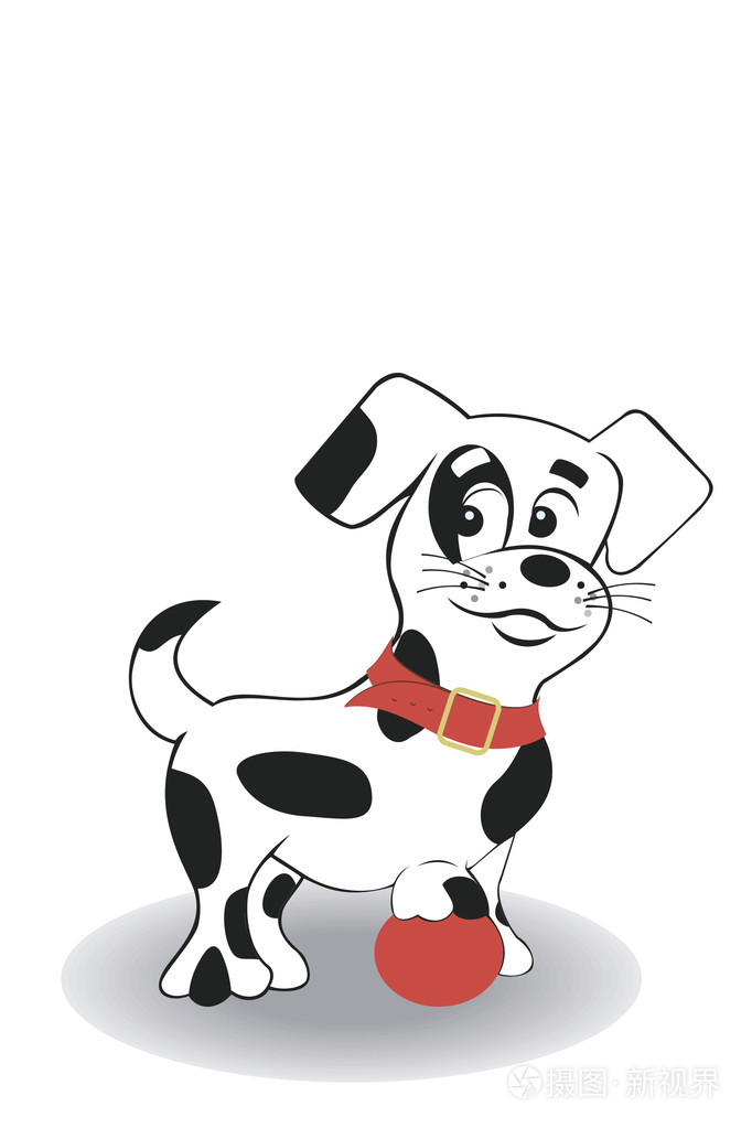 小狗玩球插画-正版商用图片1lge2l-摄图新视界