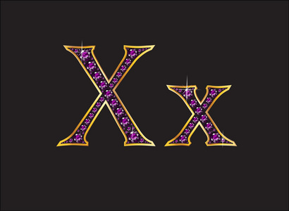 XX紫水晶宝石字体与黄金通道