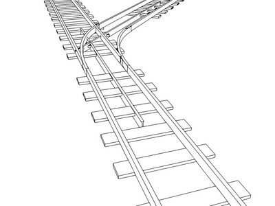 矢量 3d 铁路，铁路轨道剪影