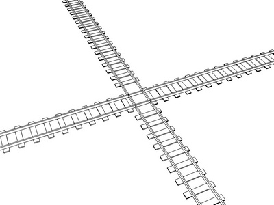 矢量 3d 铁路，铁路轨道剪影