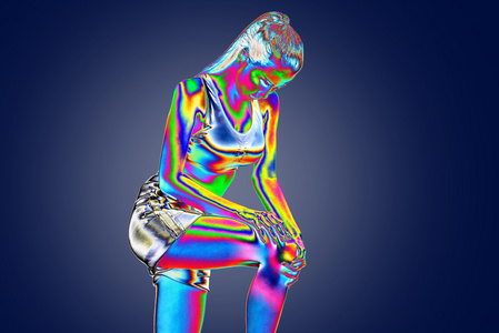 热成像,女人有膝关节疼痛照片