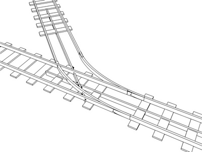 矢量 3d 铁路，铁路轨道剪影