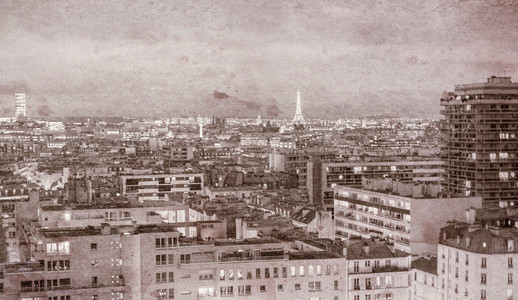 老式的埃菲尔铁塔，巴黎的视图