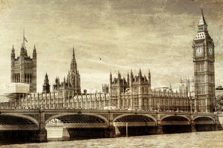 伦敦威斯敏斯特桥的老式视图