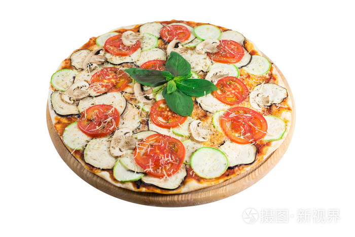 美味的比萨，蔬菜，鸡肉，橄榄