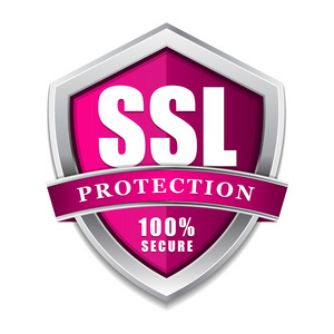 Ssl 保护安全的粉红色盾牌矢量图标