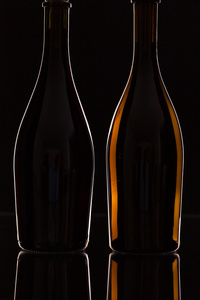 两个不同的瓶子中的葡萄酒
