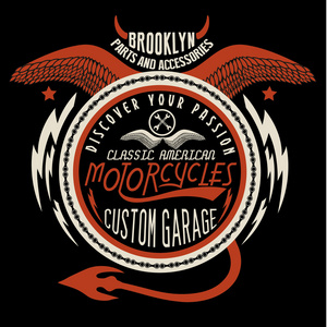 布鲁克林摩托车自定义车库图形图片