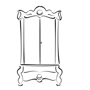 草绘的老式衣柜上白色孤立图片