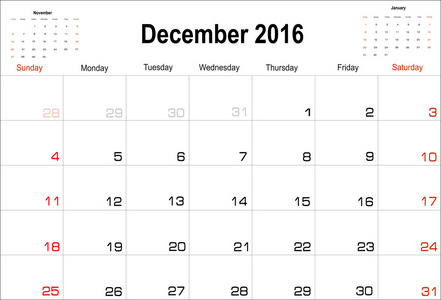 12 月日历计划 2016