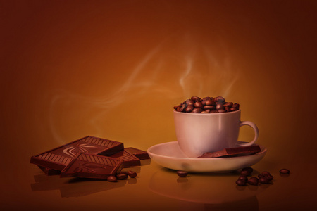 一杯咖啡与巧克力