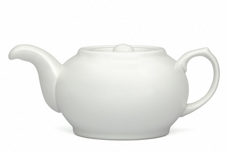 白色的茶壶，孤立在白色的背景下，具有剪切路径