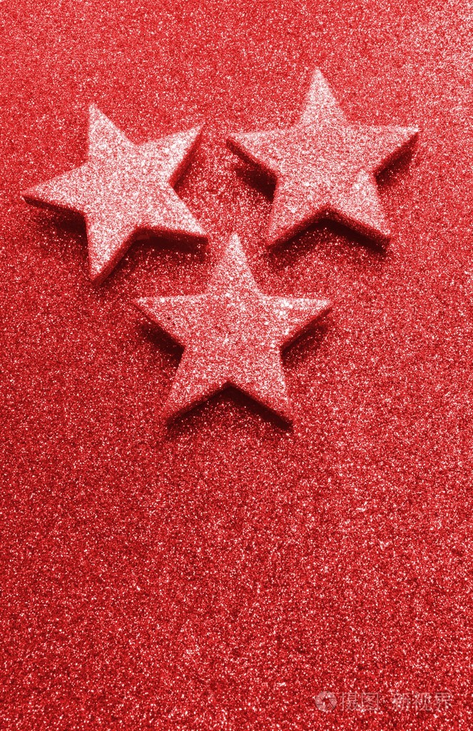 大银星星亮红色闪烁背景上